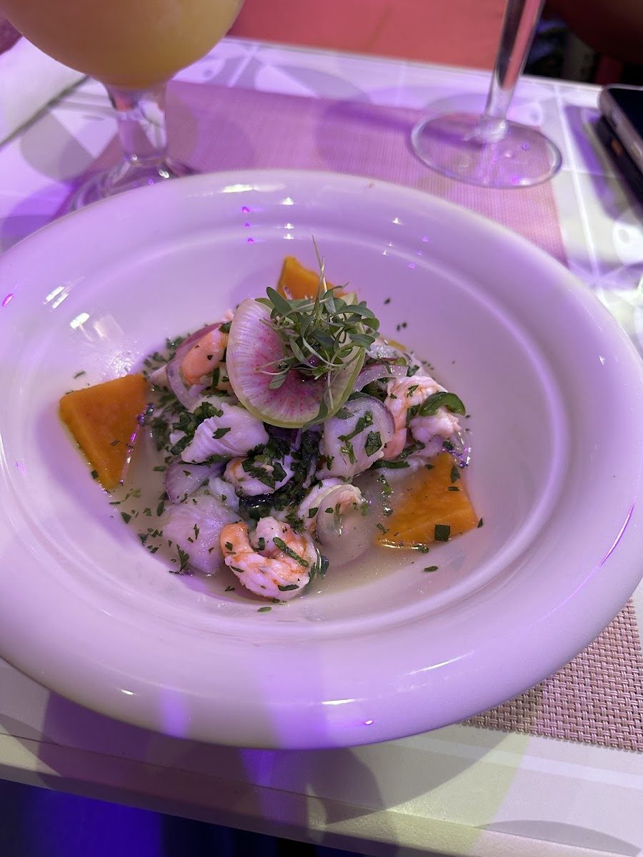 Shrimp dish with garnish